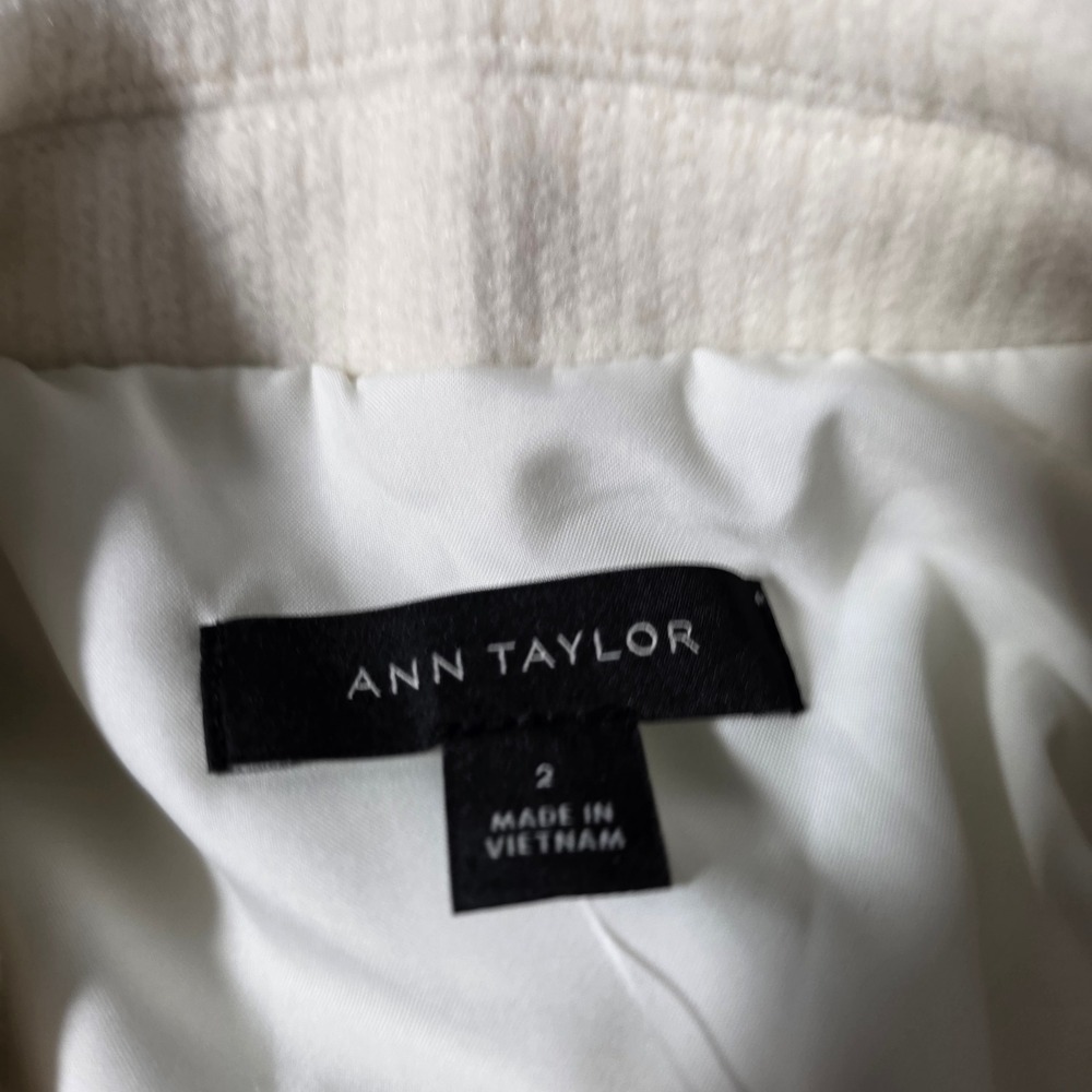 Ann Taylor Womens 2 Blazer Winter White Wool Blend Textured Single Button New - Picture 5 of 9